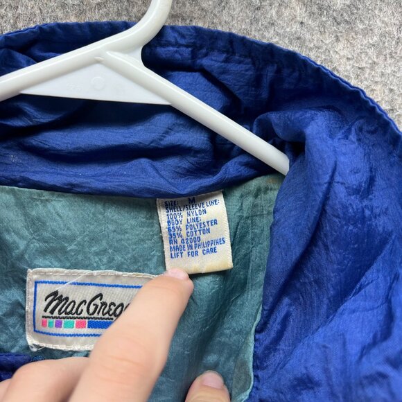MacGregor Windbreaker Jacket Men Medium Blue Colorblock Nylon Retro 80s Track - Picture 8 of 11
